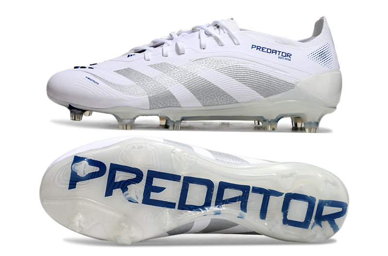 Adidas Predator Elite 25 FG Firm Ground Soccer Cleats - White/BLUE/SILVER