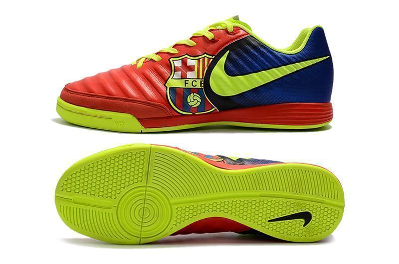 Nike TiempoX Ligera IV Barcelona IC Soccer Shoes Red Fluorescent Green