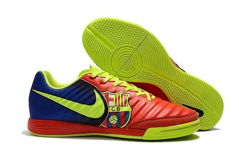 Nike TiempoX Ligera IV Barcelona IC Soccer Shoes Red Fluorescent Green