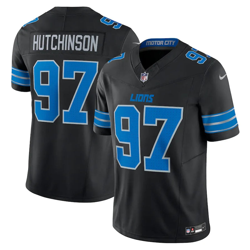 NFL Detroit Lions II Black Nike Aidan Hutchinson 97 Alternate Vapor Masculina Preta