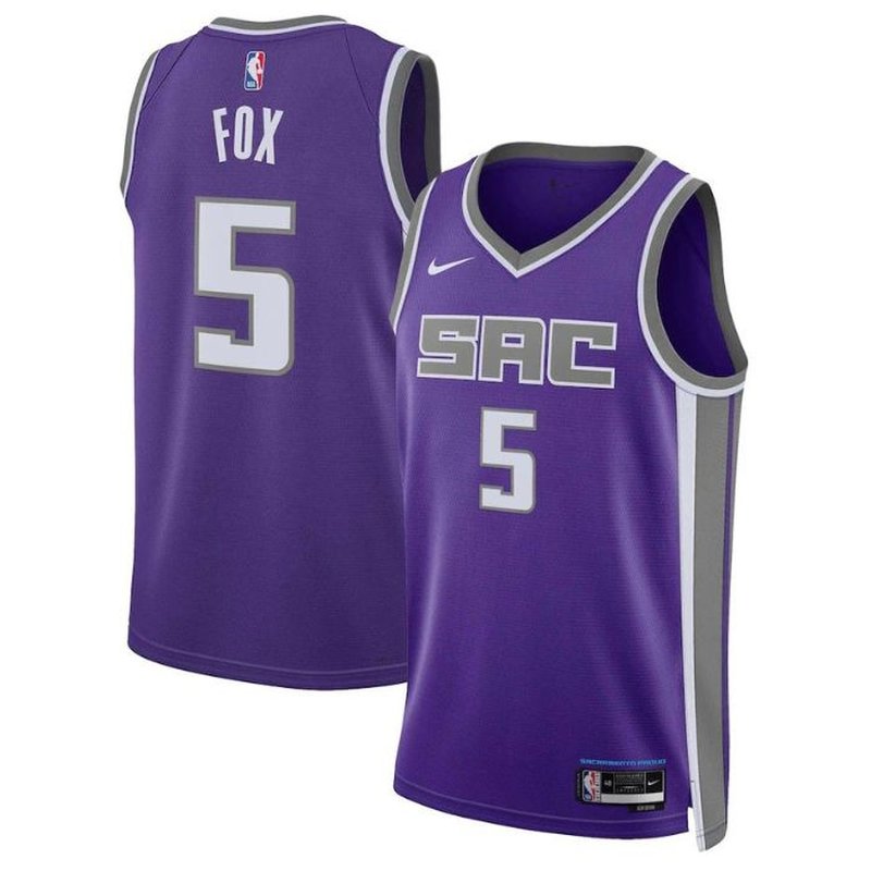 De'Aaron Fox Sacramento Kings Unisex 2023 NBA Jersey - Icon Edition - Purple