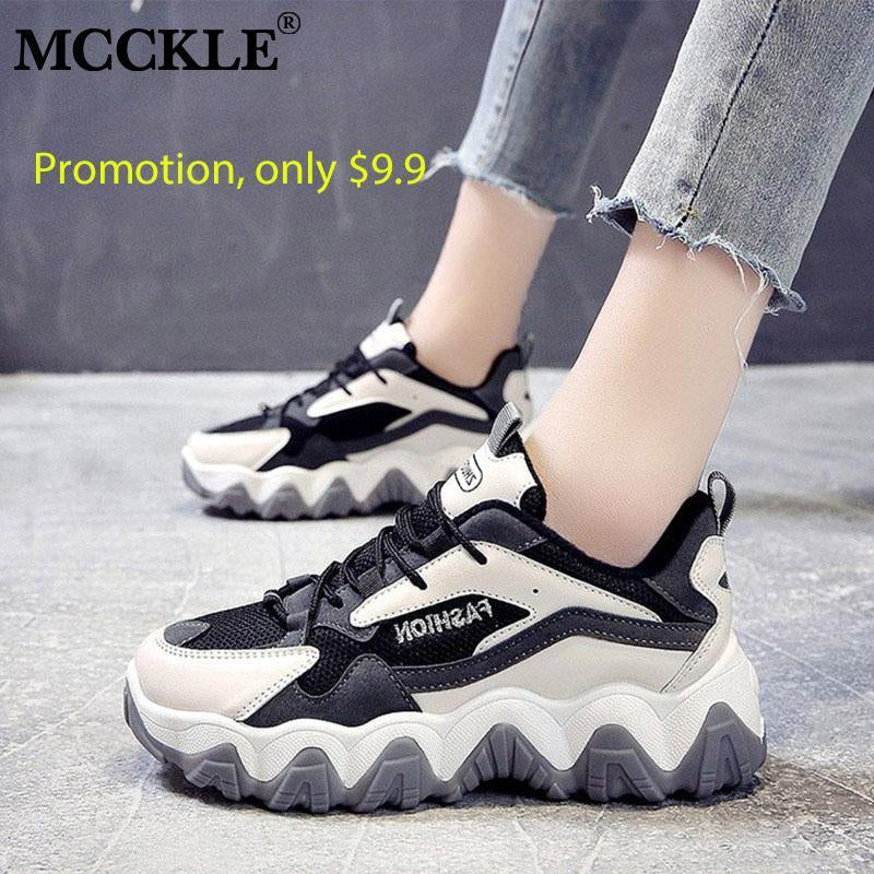 MCCKLE Women Chunky Sneakers Casual 2020 Dad Shoes Female Lace Up Mesh Woman Platform Comfort Fashion Ladies Walking Shoes New